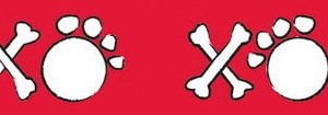 paw print bones red